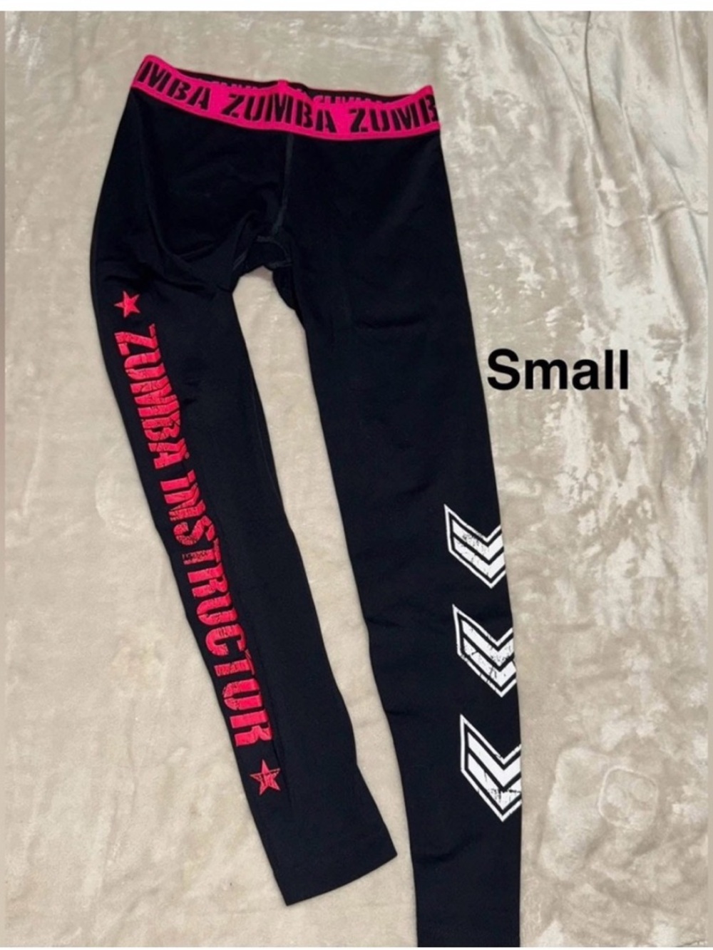 Zumba Fitness  Black Leggings with Pink Waistband - Instructor Logo